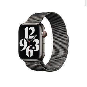 Apple Watch band Milanese Loop in graphite. Size 45mm